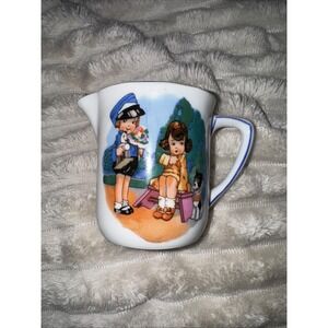 Royal Schwarzburg Child's Creamer / Pitcher Girls And Their Dog
